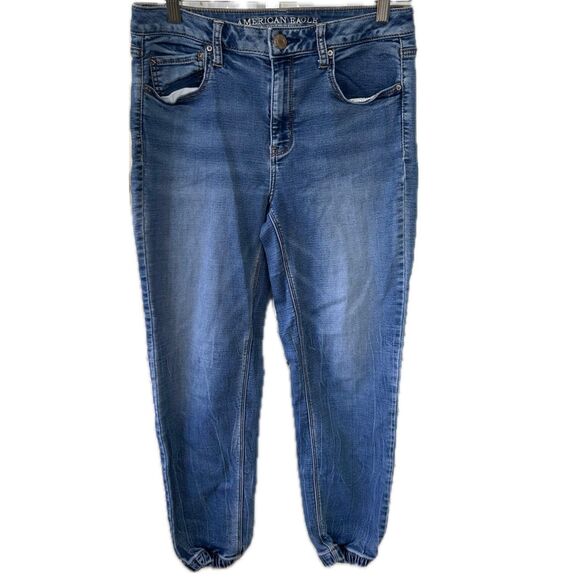 American Eagle Outfitters High Waisted AEO Jogger Elastic Ankle Denim Jeans 4 - Picture 1 of 6